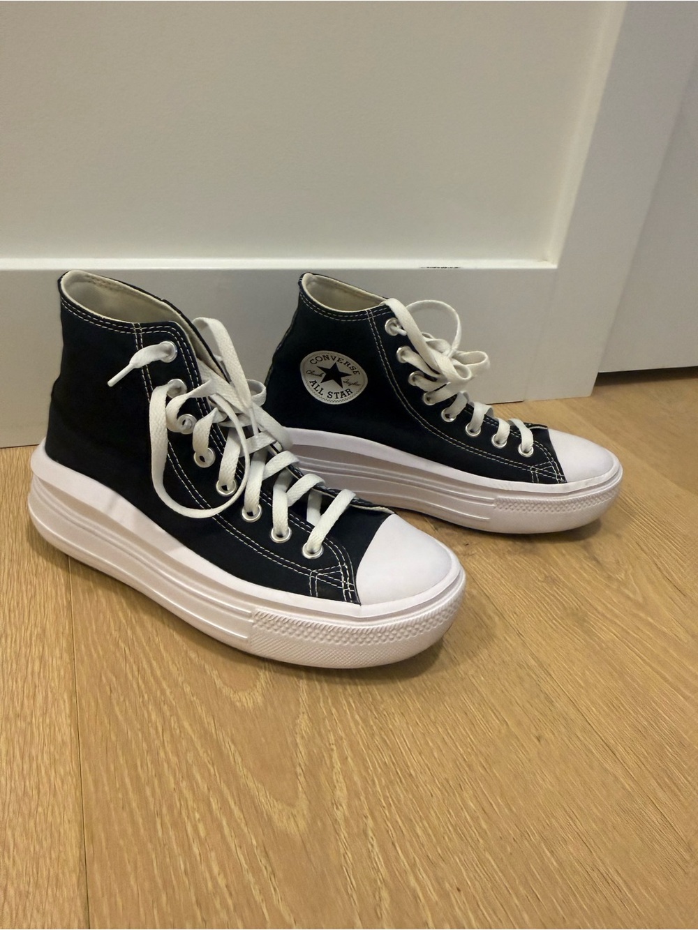 Converse Black High Top Platform Sneakers with White Accents
